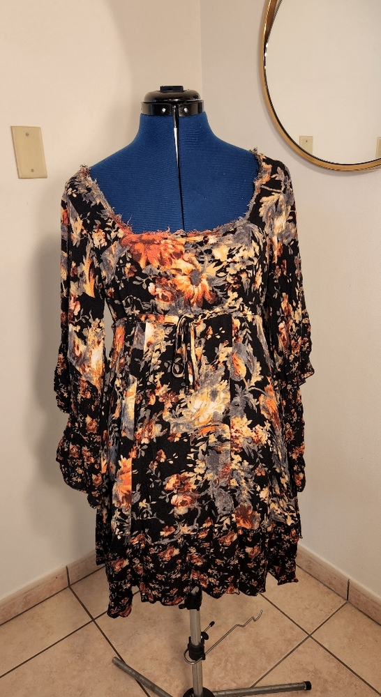 Black bohemian floral dress